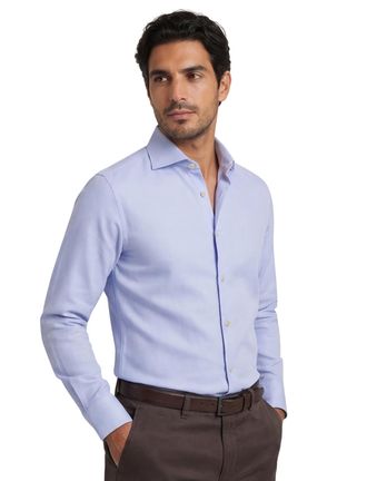 John Miller tailored fit overhemd lichtblauw effen