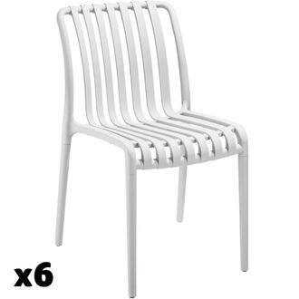 TecTake 6 sillas de jard&iacute;n resistentes a la intemperie y apilables, blanco