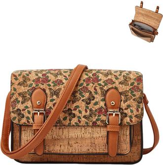 Generic Cork Crossbody Bag for Women Bohemian Style Vintage Shoulder Handbag Hobo Satchel Purse, B-1