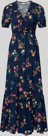 Apricot Regular Fit Maxikleid aus reiner Viskose mit V-Ausschnitt in Marine, Gr&ouml;&szlig;e XXL