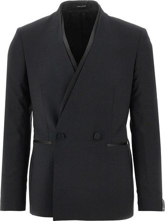 Tagliatore Collarless double-breasted tuxedo jacket Man 46