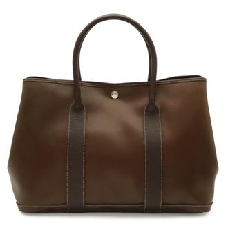 Herm&egrave;s Garden Khaki Brown Amazonia Leather Handbag Tote Bag (Pre-Owned)