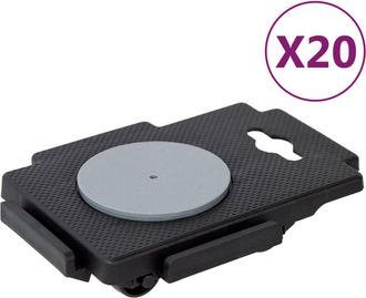 vidaXL Plataformas M&oacute;viles Con 8 Ruedas 20 Uds Pp Negro 150 Kg Vidaxl