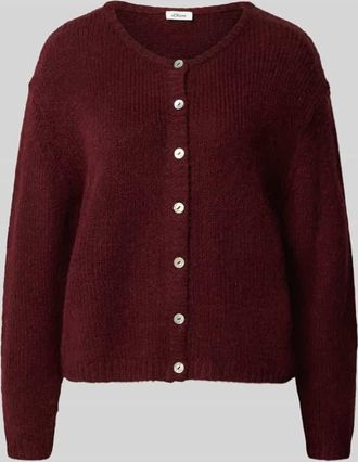s.Oliver Red Label Regular Fit Strickjacke mit Alpaka-Anteil in Bordeaux, Größe 34