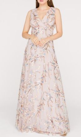 JS Collections Lavina Sequin Tulle Gown in Rose Gold at Nordstrom, Size 12