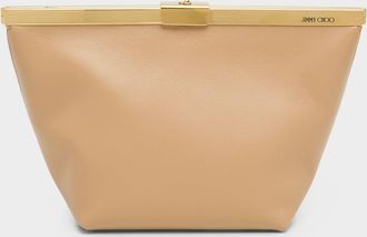 Jimmy Choo London Ganache Bar-Embellished Nappa Leather Clutch Bag