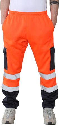 Generic AAIF RETAILS Men Hi Vis Viz Workwear Trousers Jogging Bottom Visibility Safety Fleece Pant UK (Orange/Navy Blue XLarge)