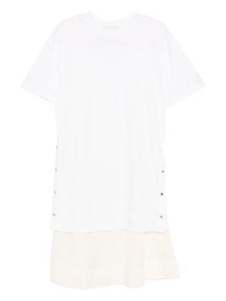 3.1 Phillip Lim crew neck short-sleevees dress - women - Cotton/Silk/Cotton - M - White