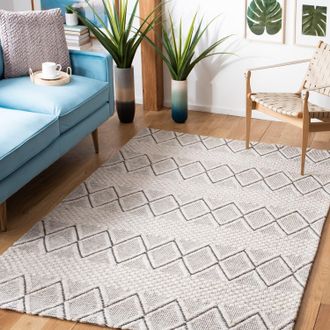 Safavieh Marbella Hand Made Area rug, Silver / Black Bohemian Style Non-Shedding