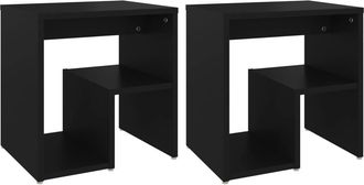 vidaXL Vidaxl - Mesitas De Noche 2 Uds Madera Contrachapada Negro 40x30x40 Cm