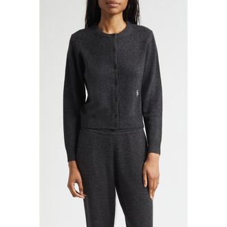 Sporty & Rich SRC Monogram Crop Cashmere & Wool Cardigan in Dark Grey at Nordstrom, Size X-Small