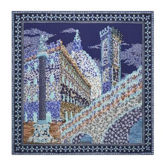 Ferragamo Silk Scarves, female, Blue, ONE SIZE, Palazzo Jacquard Silk Scarf