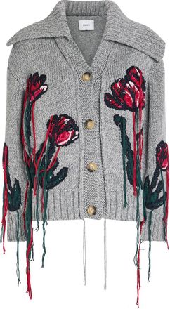 Erdem Embroidered Wool and Cotton-blend Cardigan - Grey - S (UK8-10 / S)