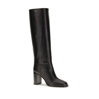 Prada Logo-Screen-Printed Calf Leather Boot - Black