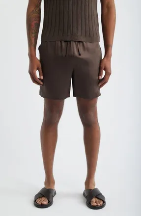 Open Edit Satin Drawstring Shorts in Brown Cocoa at Nordstrom, Size Xx-Large