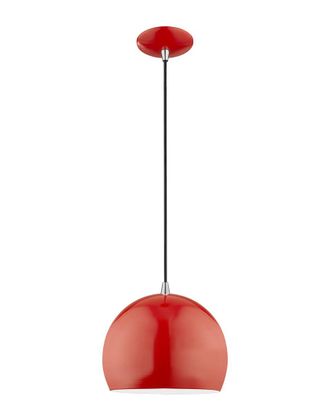 Livex Lighting Livex Metal Shade 1 Lt Shiny Red Mini Pendant