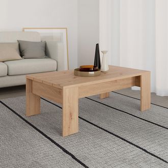 Dmora Mesa De Centro Bertona, Forma Rectangular, Tablero Marr&oacute;n, Estructura Roble Nudos, 120x67x43h Cm Marr&oacute;n Roble Nudos