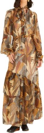 Farm Rio Dotted Macaws Long Sleeve Maxi Dress In Multi