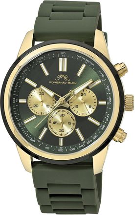 Porsamo Bleu Logan Chronograph Silicon Gold Tone & Green Mens Watch 1451ELOR