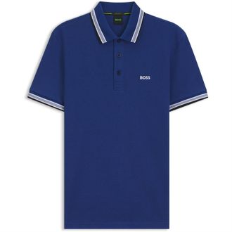 HUGO BOSS Herenpoloshirt Paddy met contrasterende boorden (Medium Blauw)