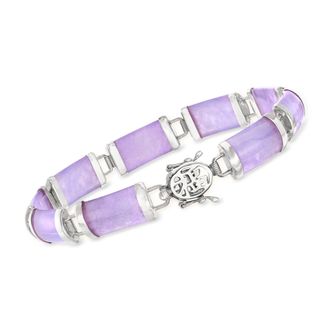 Ross-Simons Lavender Jade Good Fortune Bracelet in Sterling Silver