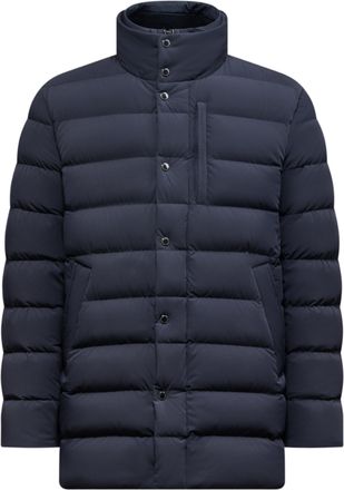 CAPE HORN Boxy Blue Padded Jacket with High Stand Collar