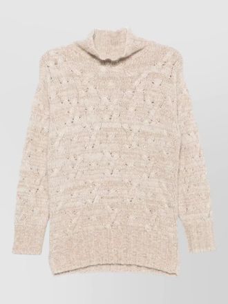 Fabiana Filippi cable-knit sequin-embellished turtleneck sweater