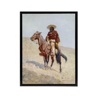 Artery8 A Mexican Vaquero Cowboy Frederic Remington Black Framed Canvas Art | Size: W24 x H32