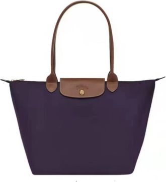 Generic Multipurpose Tote Bag: Foldable Soft Nylon, 3 Sizes, Stylish Water-Resistant Designer Handbag for Work, Travel, Gym (Classic dark purple,Medium)