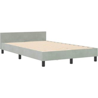 vidaXL Bed Frame with Headboard Light grey 120 x 200 cm Velvet Vidaxl
