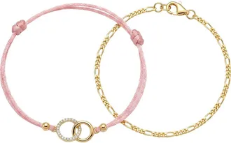 Argento Vivo Set of 2 Friendship Bracelets in Gold/pink at Nordstrom