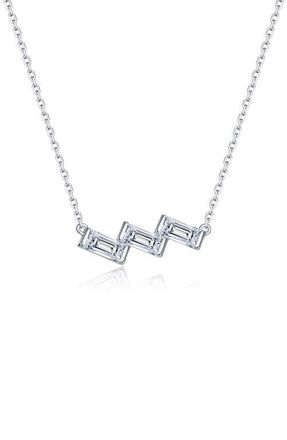 Lafonn Domino Simulated Diamond Pendant Necklace in Silver at Nordstrom, Size 18