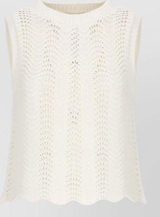 Loulou Studio sleeveless cotton knit top scalloped hem