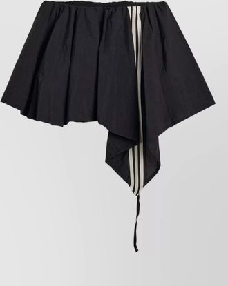 Yohji Yamamoto asymmetrical hem shorts elastic waistband stripes