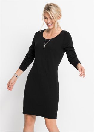 Bonprix Strickkleid BONPRIX Strickkleid, Damen, Gr. 56/58 (XXXL), N-Gr, schwarz, Obermaterial: 70% Baumwolle, 30% Polyamid, loose fit, Kleider Strickkleid, f&uuml;
