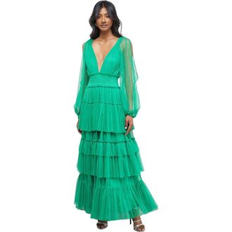 Warehouse Cinched Waist Maxi Dress in Green at Nordstrom, Size 12