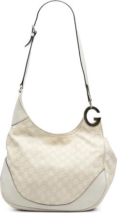 Gucci Pre-owned Womens Embossed Logo Hobo Bag - Ivory Leather - One Size