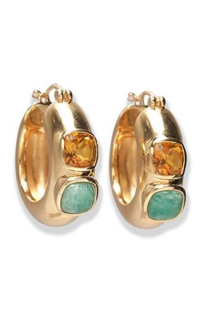 Lizzie Fortunato Piet Hessonite Garnet & Amazonite Hoop Earrings in Gold Multi at Nordstrom