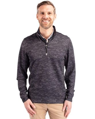Cutter & Buck Traverse Camo Print Stretch Quarter Zip Mens Pullover Jacket