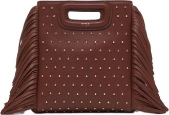Maje Leather M mini bag with studs in Brown at Nordstrom, Size Medium