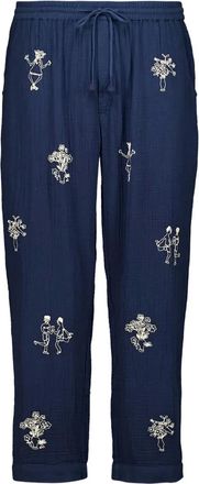 Baziszt Pantaloni con ricamo - Blu