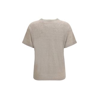 Brunello Cucinelli Womens Beige Linen T-Shirt