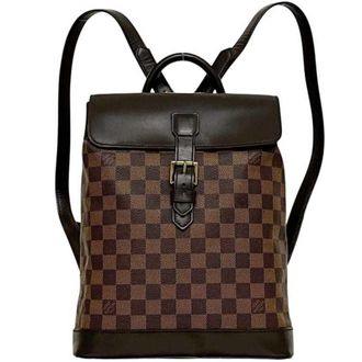 Louis Vuitton Brown Damier Canvas Leather Backpack (Pre-Owned)