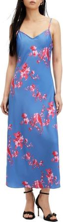 AllSaints Bryony Iona Floral Print Slipdress in Neon Pink at Nordstrom, Size 4 Us