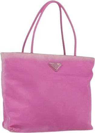 Prada Pre-owned Tote Bags, female, Pink, Size: ONE SIZE Pre-owned Nylon Tote Bag