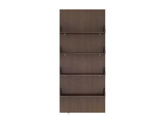 Vente-Unique Porta Scorrevole In Legno E Mdf Con Mensole E Guida A Scomparsa Naturale Scuro 93 X 210 Cm - Kazori