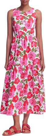 Boden Floral Print Poplin Midi Dress in Pink Radiant Bloom at Nordstrom, Size 14