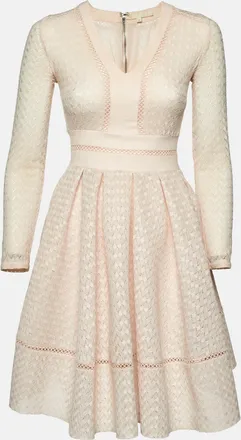 Maje Light Peach Lace Rossignol Pleated Mini Dress