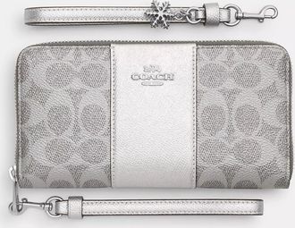 Coach Boxed Long Zip Around Wallet In Signature Canvas