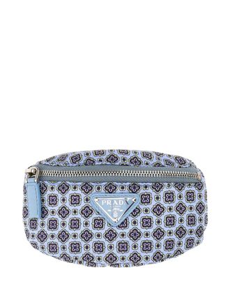 Prada printed logo wallet - men - Nylon - One Size - Blue